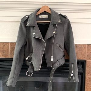 Zara Gray Leather Jacket